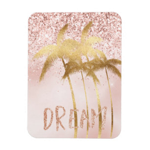 Guld Handflatan Träd Rosa Ombre Glitter Dream Magnet