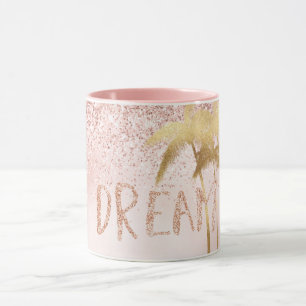 Guld Handflatan Träd Rosa  Ombre Glitter Dream     Mugg