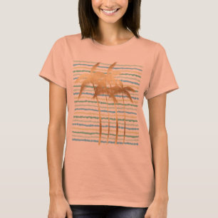 Guld Handflatan Träd Tropical Blue Mint Rand T Shirt