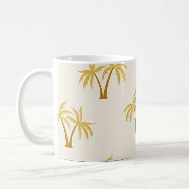 Guld Handflatan Träd: Tropiskt textilmaterial. Kaffemugg (Vänster)