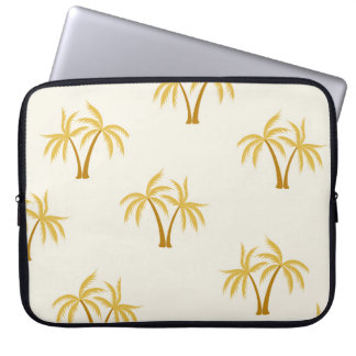 Guld Handflatan Träd: Tropiskt textilmaterial. Laptop Fodral
