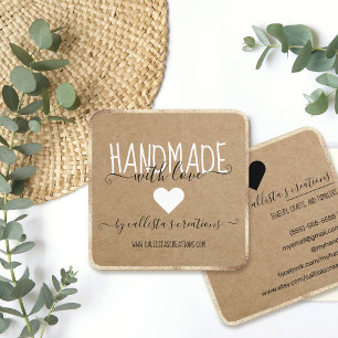 Guld handgjord med Kärlek Etsy Home Crafter Art Fa Fyrkantigt Visitkort