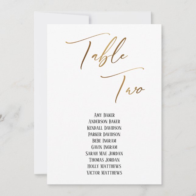 Guld handskriftsdiagram för två sittplatser i Bord (Framsida)