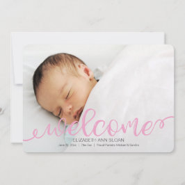 Guld handskriven Baby Birth Photo Notice Meddelande