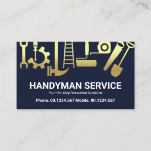 Guld Handyman Construction Verktyg Home Renovation Visitkort