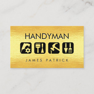 Guld Handyman Reparation Verktyg Ikoner Visitkort