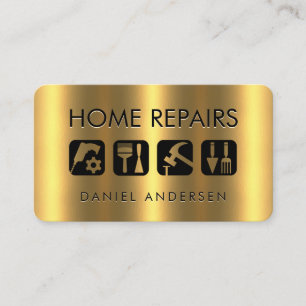Guld Handyman Reparation Verktyg Ikoner Visitkort