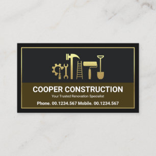 Guld Handyman Verktyg Brev C Logotyp, byggnation Visitkort
