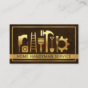 Guld Handyman Verktyg Brown Grunge Visitkort