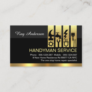 Guld Handyman Verktyg Flik Byggnadskonstruktion Visitkort