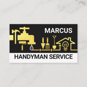 Guld Handyman Verktyg Hem Landskap Visitkort