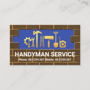 Guld Handyman Verktyg i murmurmurmurmurverk Visitkort
