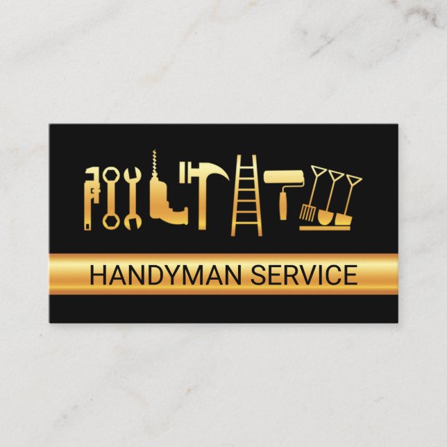 Guld Handyman Verktyg Lager Visitkort (Framsida)