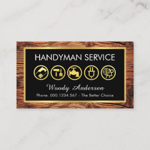 Guld Handyman Verktyg Ram På Trä Visitkort