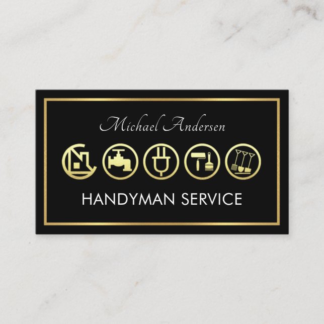 Guld Handyman Verktyg Ram Visitkort (Framsida)