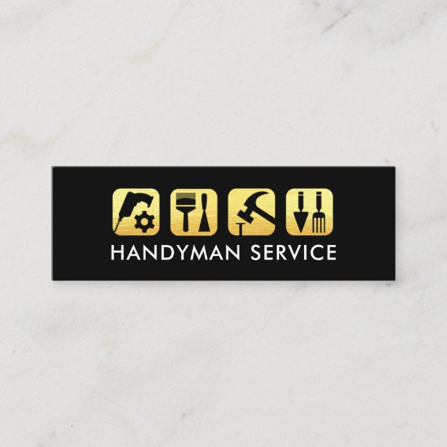 Guld Handyman Verktyg Skylt Mini Visitkort (Framsida)