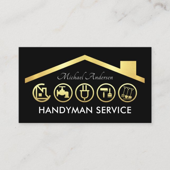 Guld Handyman Verktyg Tak Visitkort (Framsida)