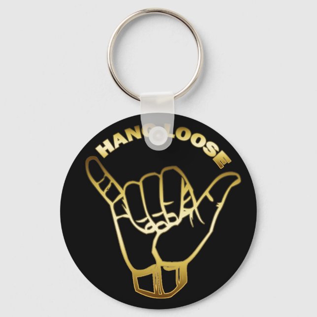 GULD HANG LOOSE TECKEN NYCKELRING (Framsida)