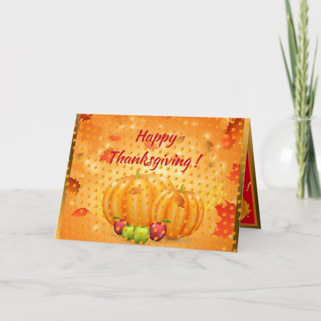 Guld Happy thanksgiving Fall Helgkort (Framsida)