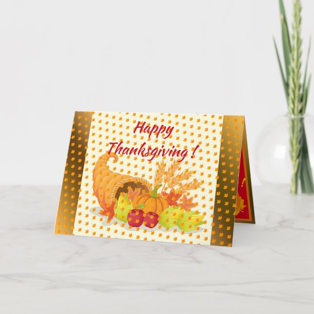 Guld Happy thanksgiving Fall Helgkort (Framsida)