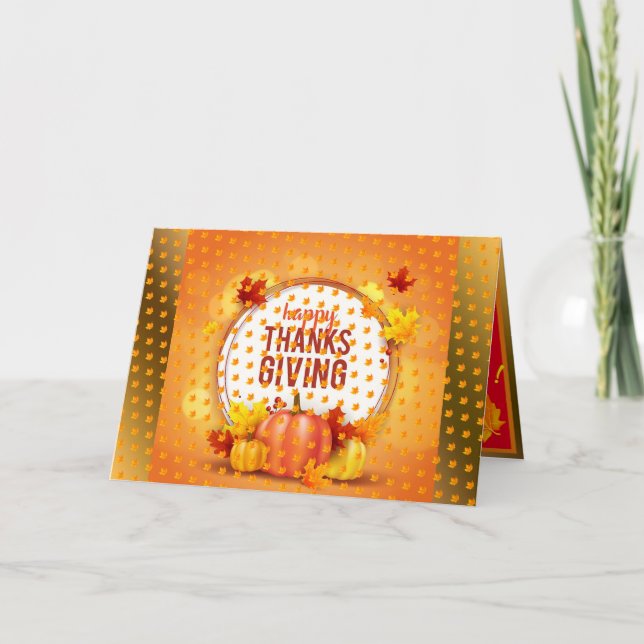 Guld Happy thanksgiving, fallskärm Helgkort (Framsida)
