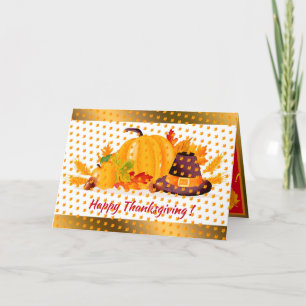 Guld Happy thanksgiving, fallskärm Helgkort