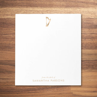 Guld Harp Simple Elegant Music Teacher Anteckningsblock