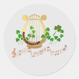 Guld Harp, St. Patricks Day Sticker Runt Klistermärke