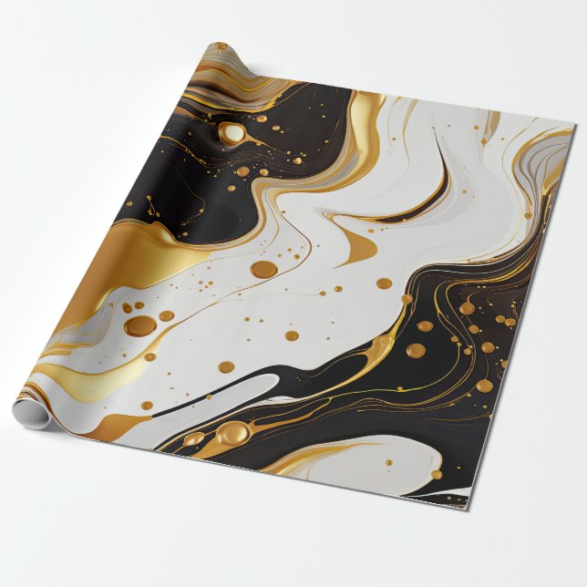 Guld Hartslags Konst Inpackningspapper Presentpapper (Utrullad)