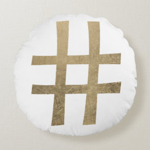 Guld- Hashtag Rund Kudde