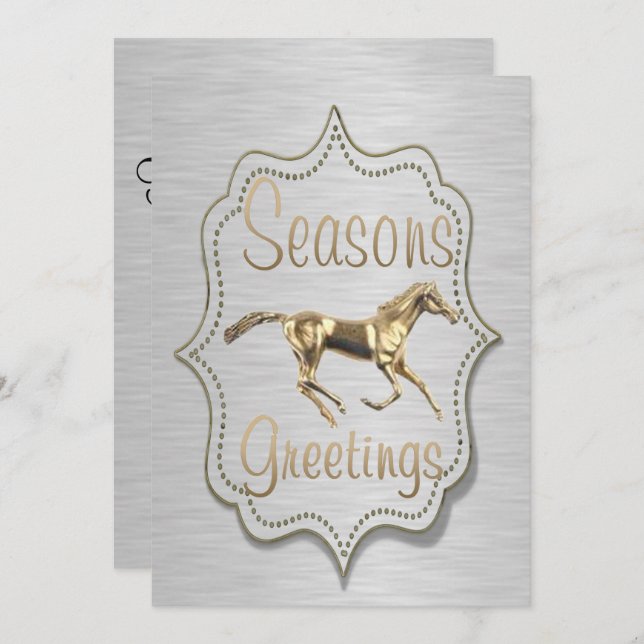 Guld häst på Silver Westerna Helgdag Inbjudningar (Fram/baksida)