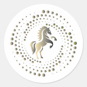 guld häst racing Logodesign Runt Klistermärke