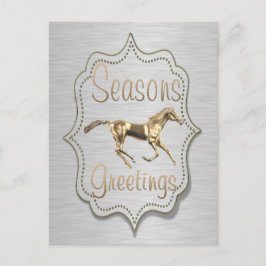 Guld-häst vid Silver Helgdag Helg Vykort