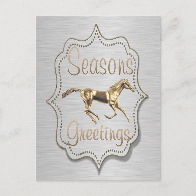 Guld-häst vid Silver Helgdag Helg Vykort (Framsida)