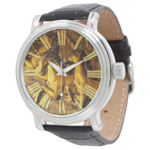 Guld- hästar armbandsur