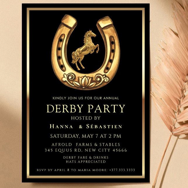 guld Hästd Derby Fest Equestrian  Inbjudningar (Skapare uppladdad)