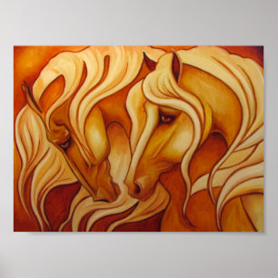 Guld- hästtryck poster