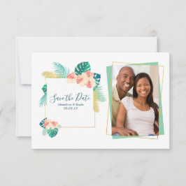 Guld Hawaiian Hibiscus Bröllop spara datum Spara Datumet