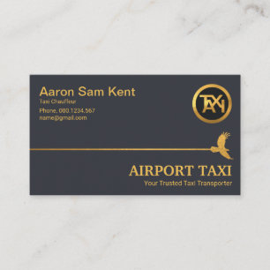 Guld Hawk Himmel Line Elegant Blue Airport Taxi Visitkort