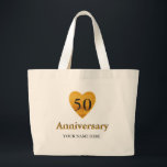 Guld Heart 50-årsdagen Personlig Jumbo Tygkasse<br><div class="desc">Den här personligen,  namn monogram Guld Heart 50-årsdagen,  söt vintage till väskan. Du kan fira 50-årsdagen av Lycklig på guldhjärtat för att fira detta speciella 50-årsjubileum tillsammans. Anpassa "namnen"-texten.</div>