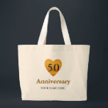 Guld Heart 50-årsdagen Personlig Jumbo Tygkasse<br><div class="desc">Den här personligen,  namn monogram Guld Heart 50-årsdagen,  söt vintage till väskan. Du kan fira 50-årsdagen av Lycklig på guldhjärtat för att fira detta speciella 50-årsjubileum tillsammans. Anpassa "namnen"-texten.</div>