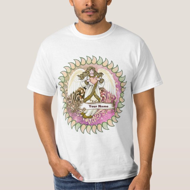Guld Heart Angel T Shirt (Framsida)