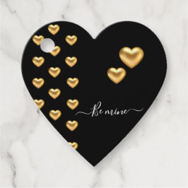 Guld Heart Black Valentine Flat Greeting Card Gåvor Etiketter