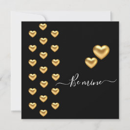 Guld Heart Black Valentine Flat Greeting Card Kort