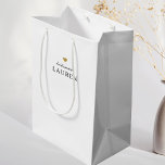 Guld Heart Bridesmaid Frieri Namn Gift Bag<br><div class="desc">Anpassningsbar-designad bridesi-presentväska med klassisk modern kalligrafi med guld hjärtdesign.</div>