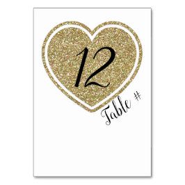 Guld Heart Bröllop Bordsnummer Card