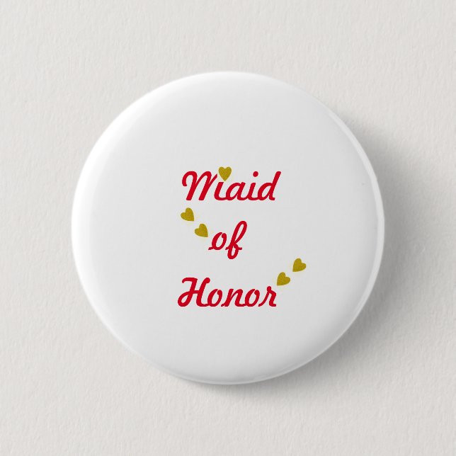 Guld Heart Bröllop Maid of honor Knapp (Framsida)