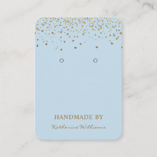 Guld Heart Confetti Blue Kort för Visning
