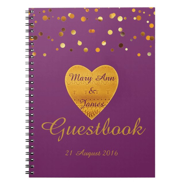 Guld Heart Confetti Glitter Faux Foil Blue Guest Anteckningsbok (Framsidan)