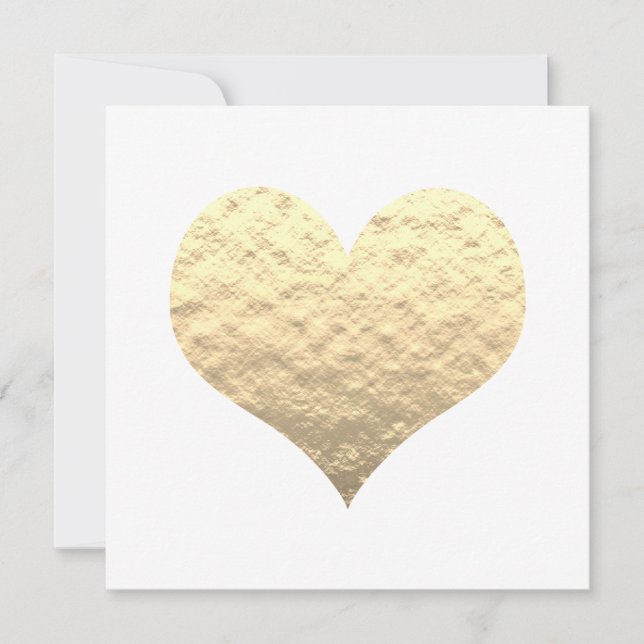 Guld Heart Cute Valentine Day 2023 Golden Trendig Kort (Framsida)
